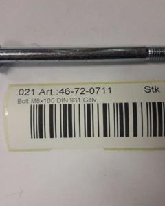 Hexagon head screw M8x100 DIN 931 8.8 galv